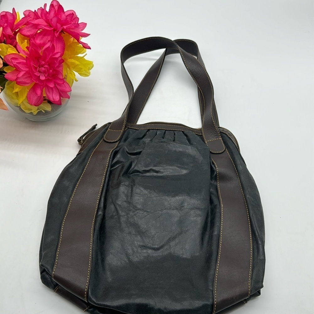 Latico Black Brown Leather Shoulder Bag MCB6517N